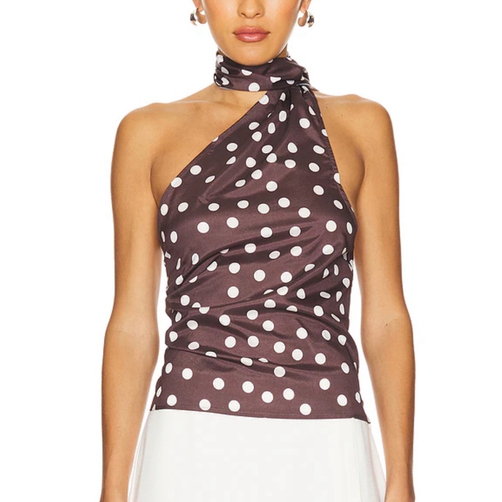 WeWoreWhat Asymmetrical Brown and Red Sleeveless Top